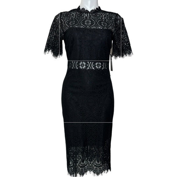 Lulu's Remarkable Black Sheer Lace Short Sleeve Mini Dress NWT medium - Picture 2 of 7